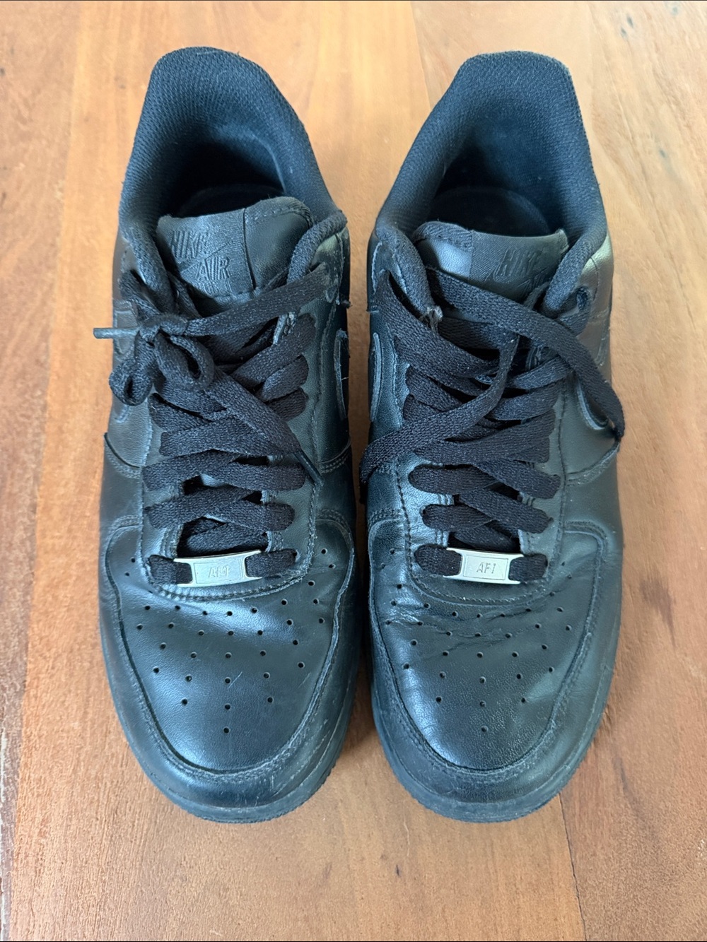 Nike Black Men's Leather Sneakers - Low Top AF1 Style